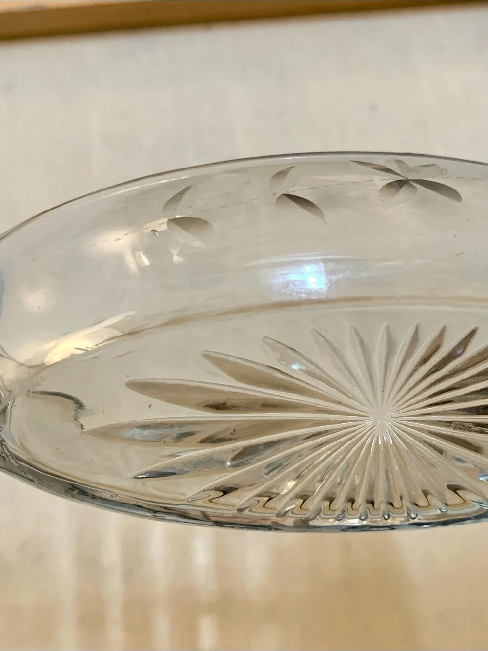 Janette Glass Co. Crystal Glass Canoe-shaped Dish - Jewelry Tray, Catchall